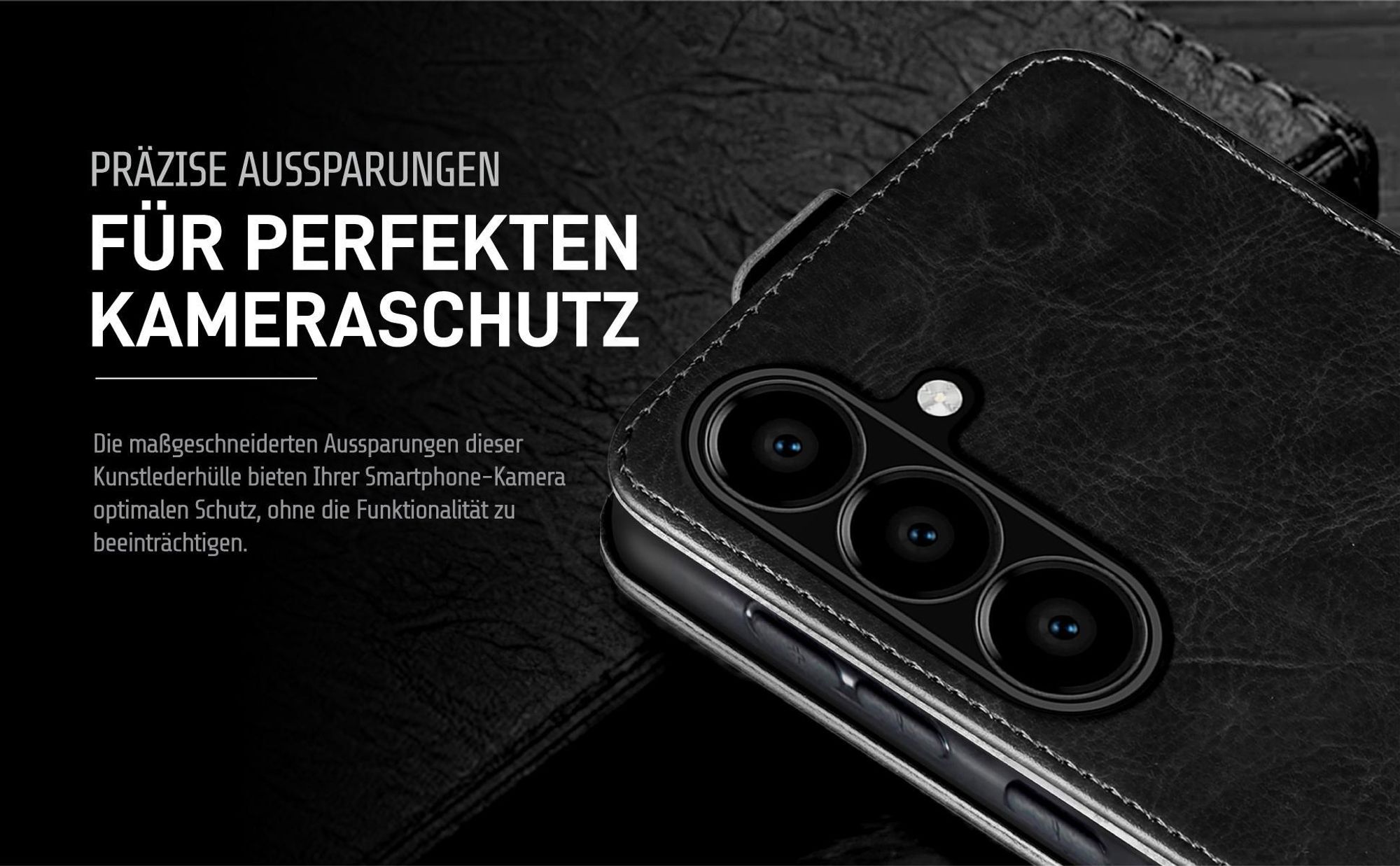 Klapphülle in Schwarz mit Kameraausschnitt für Samsung Galaxy A57 5G