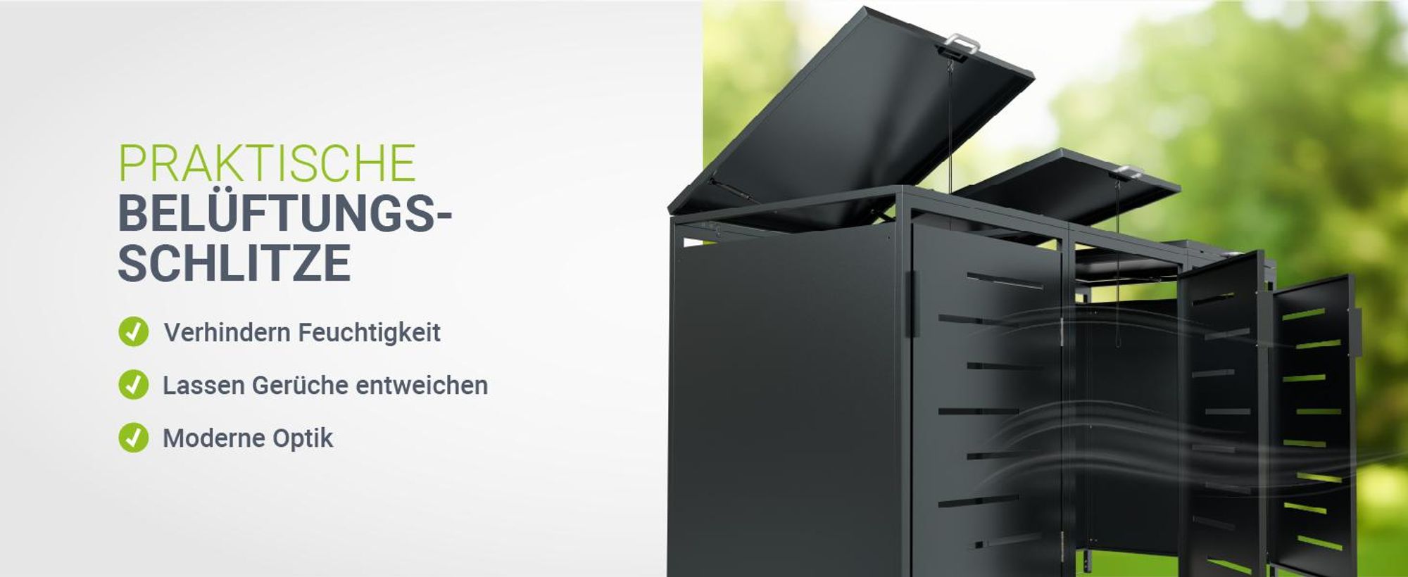 Juskys Mülltonnenbox Arel 3er - Metall Gartenbox - Anthrazit