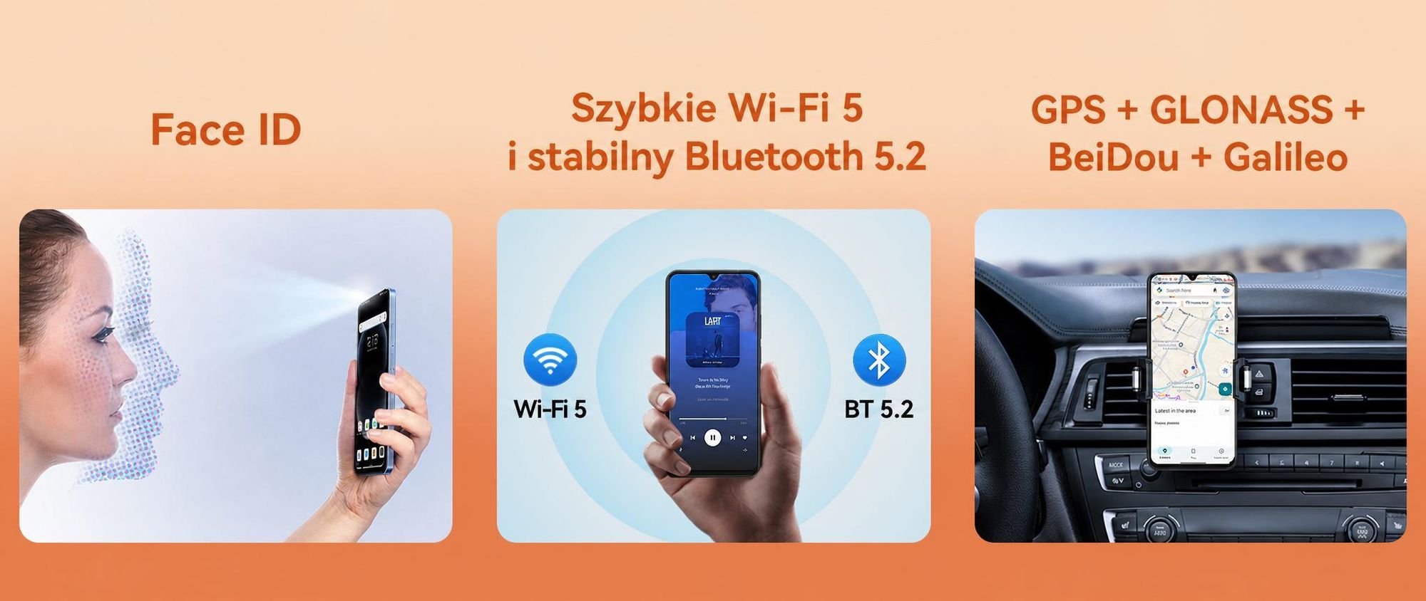 Telefon komórkowy Blackview WAVE 7C 2026 bez umowy, 6,56", Android 16, 16 GB + 64 GB / karta TF do 2 TB, Face ID, bateria 5000 mAh, aparat 32 MP, dwie karty SIM, Wi-Fi 5, IP54