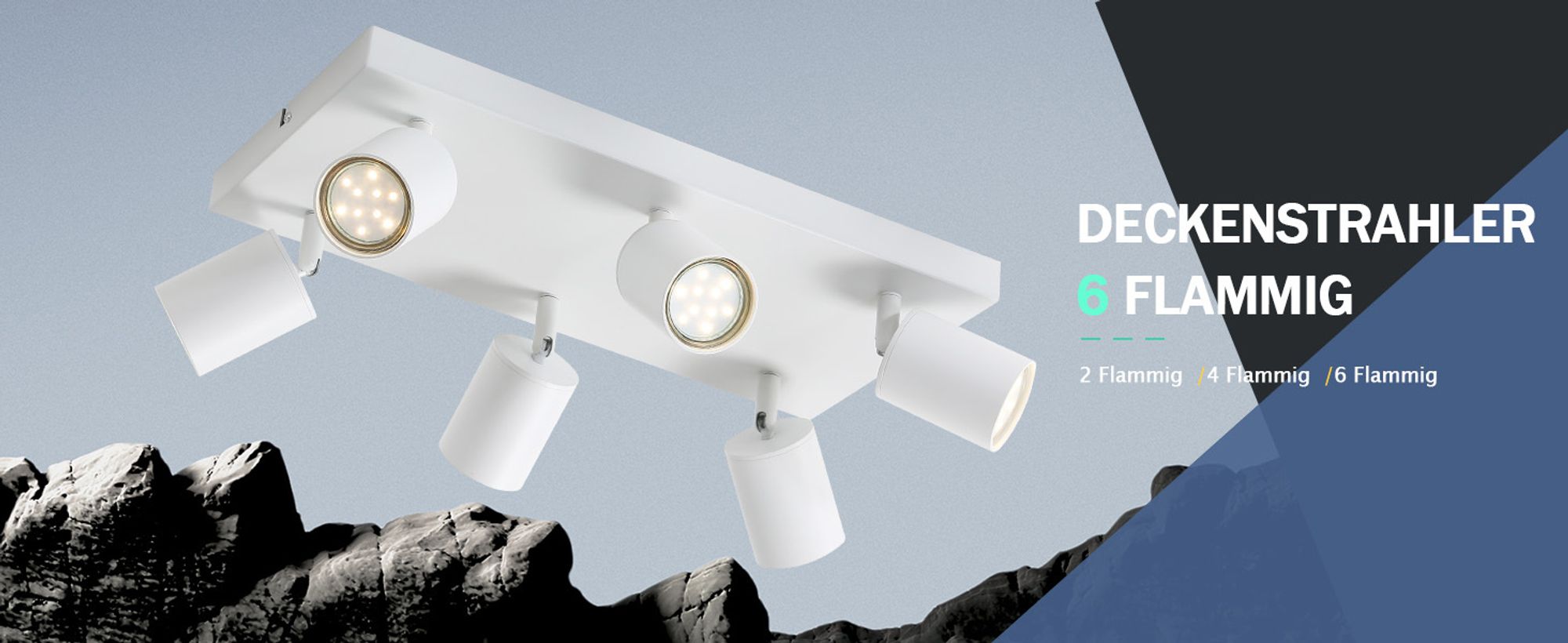 ZMH LED Deckenleuchte Weiß Deckenstrahler: GU10 Deckenlampe 6 Flammig 330°Schwenkbar Deckenspots Industrial Modern für Wohnzimmer Schlafzimmer Küche Flur
