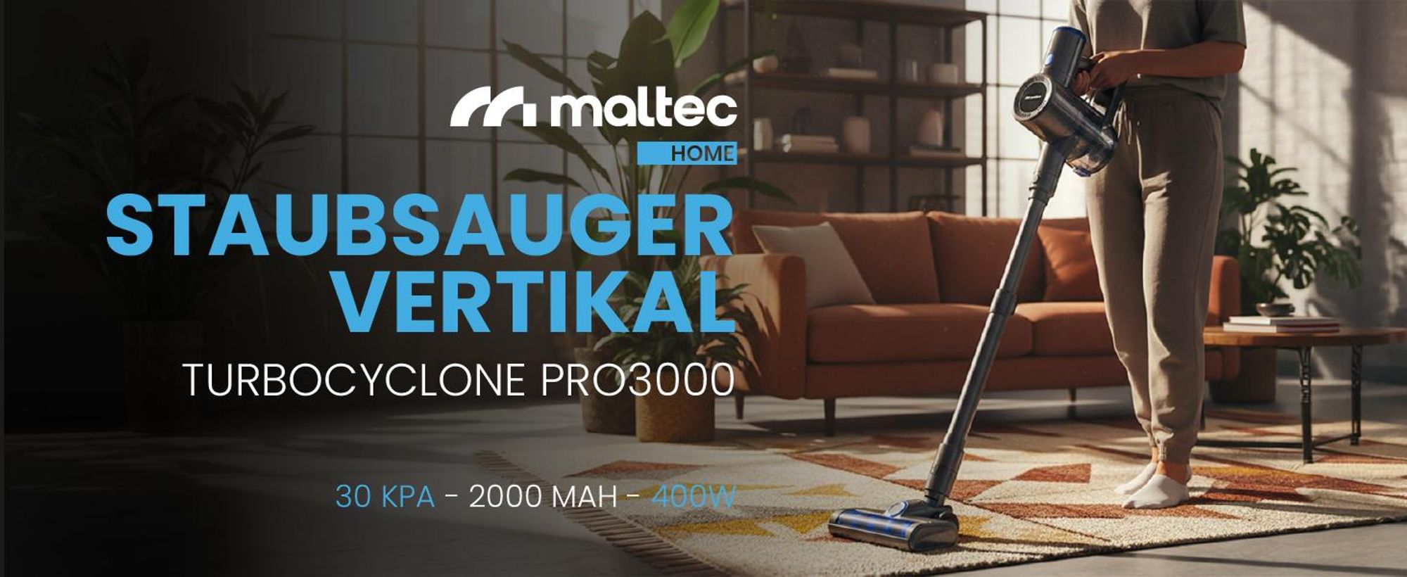 Handstaubsauger beutellos mit Akku 30000Pa mit Elektrobürste