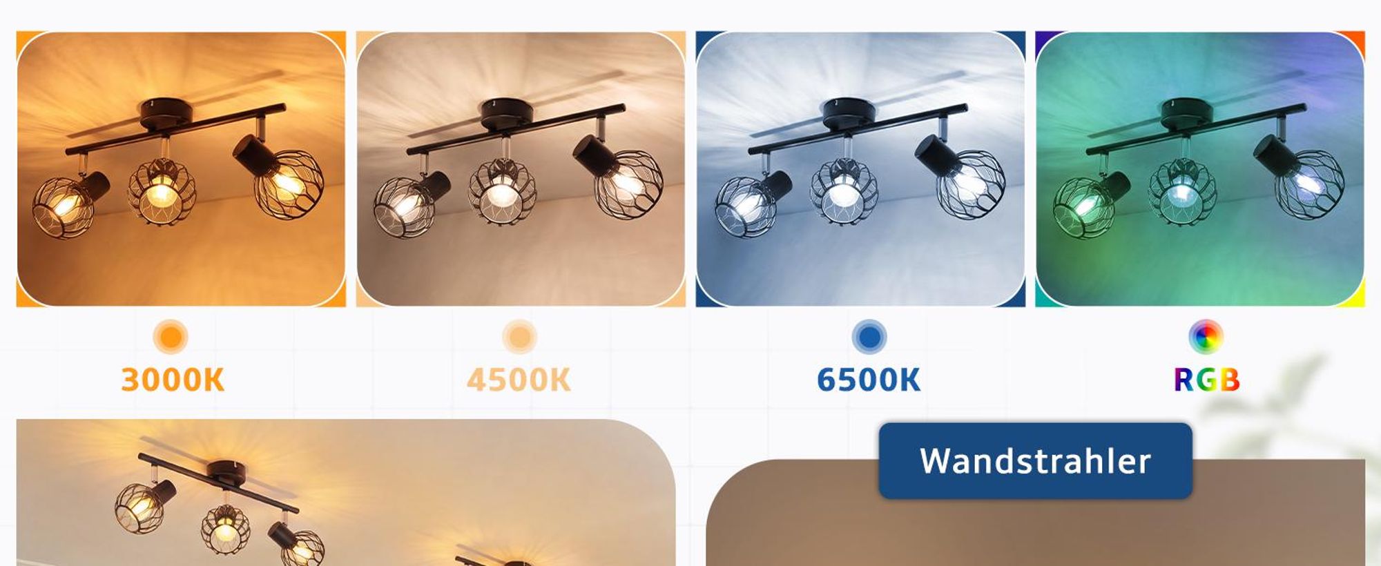 ZMH LED plafondspot met 3 lampen, zwart, E14, metalen behuizing. Keukenlamp, 350° verstelbaar. Geschikt als woonkamerlamp, plafondspots, binnenverlichting, voor de hal of keuken