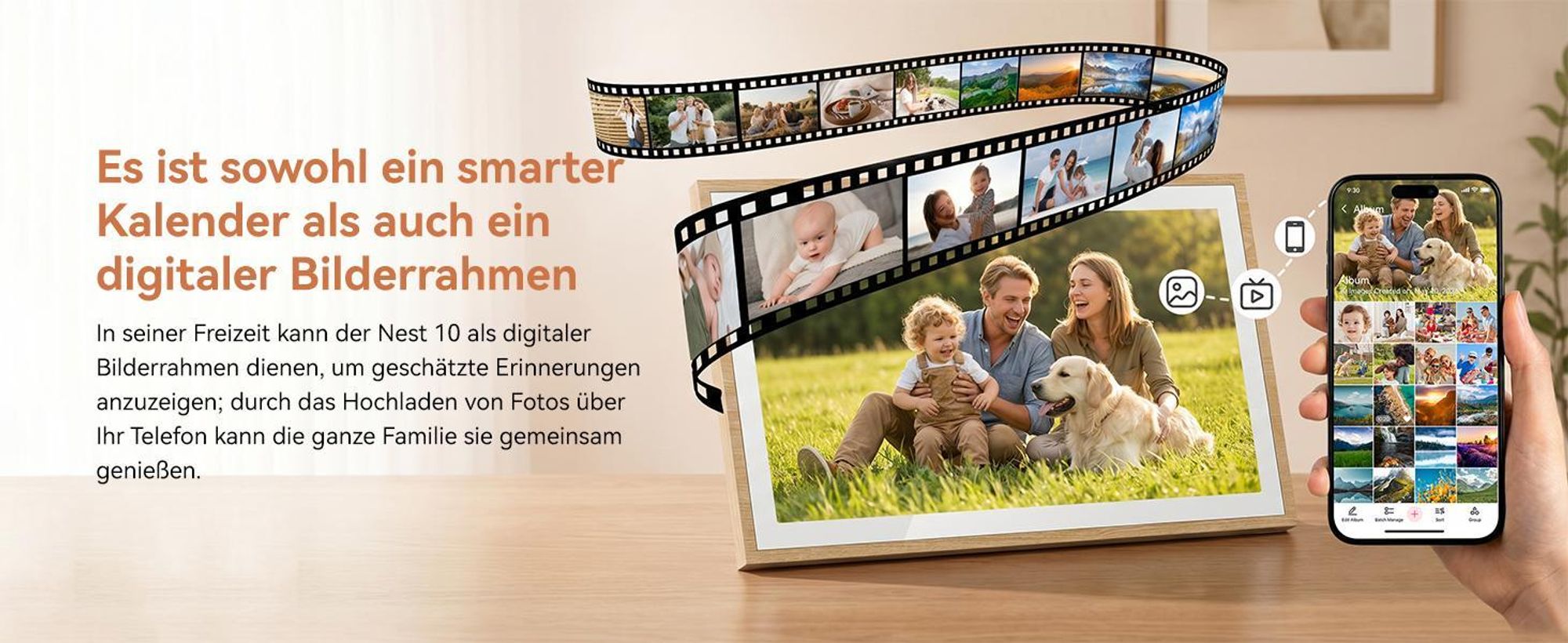 Blackview NEST 10, 10,1" Digitaler Kalender und Bilderrahmen mit Touch, WIFI, 1280x800, 16:10, Foto-Sharing, einzigartiges Geschenk für Paare