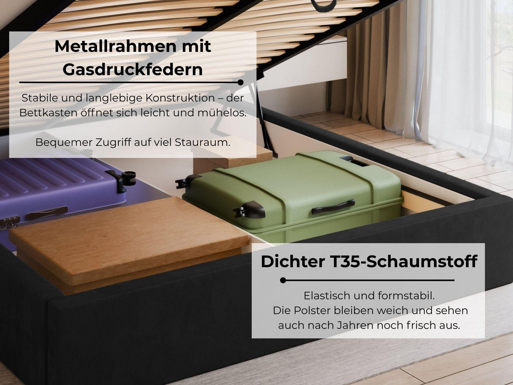 VALLH Polsterbett Bett 160x200 mit bettkasten Beige Samt - Kissenkopfteil mit lattenrost (Sofia Piano 17)