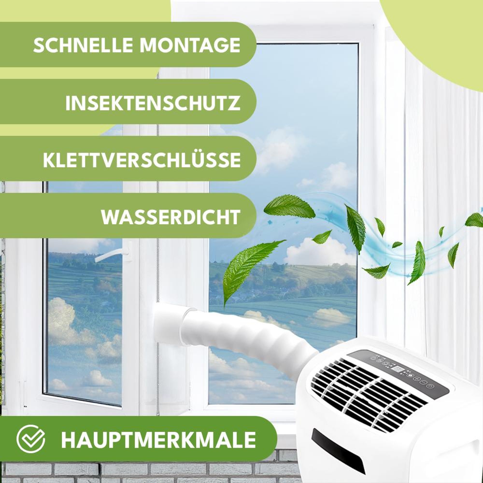 KRUMAD Fensterabdichtung 400 cm für mobile Klimaanlagen & Ablufttrockner – Hot Air Stop für Fenster, Dachfenster & Flügelfenster – selbstklebend, weiß