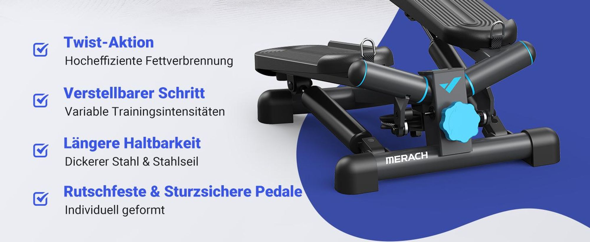 Mini Stepper 2-in-1 mit LCD-Display & Widerstandsseilen – Dreh- & Seitenschritttrainer bis 150 kg, Hometrainer für Beine, Po & Arme, Anfänger, schwarz