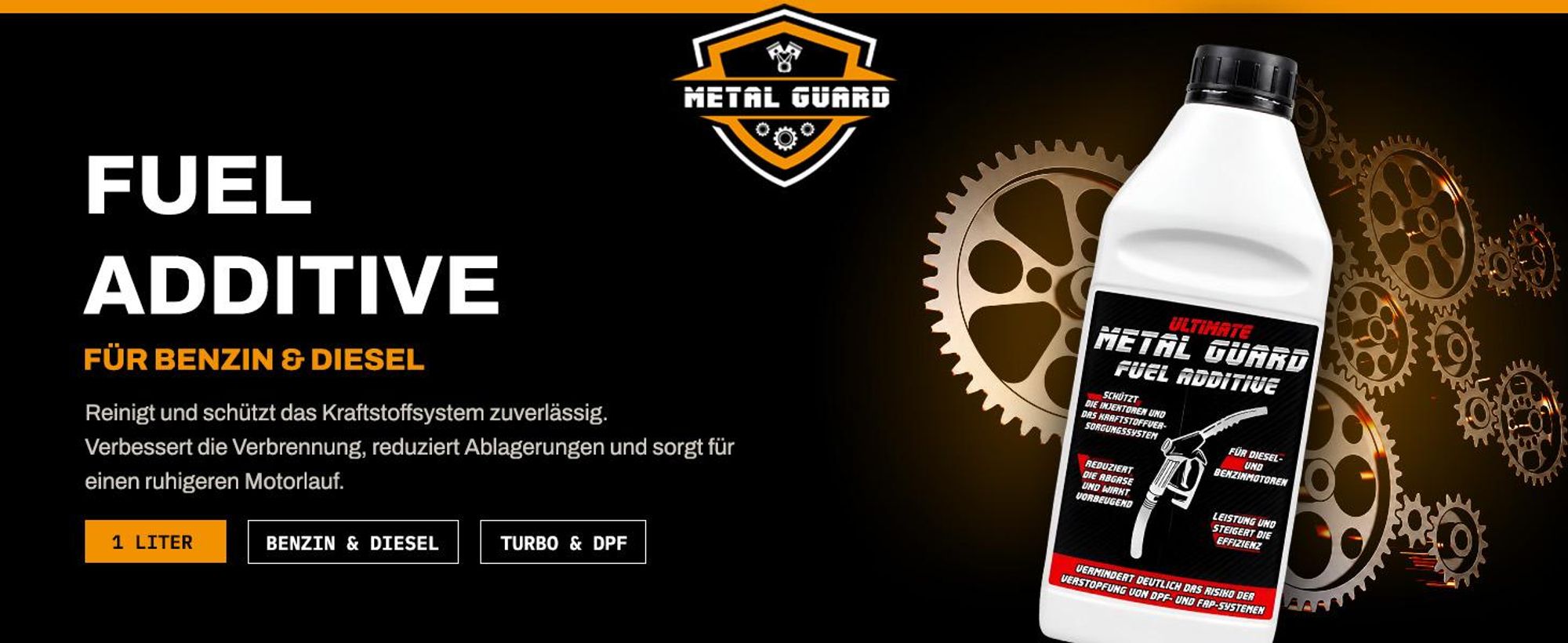 Metal Guard Fuel Additive 1L Kraftstoffadditiv Diesel Benzin DPF GPF Schutz Reinigung Schmierung für Injektoren Pumpen Tuning