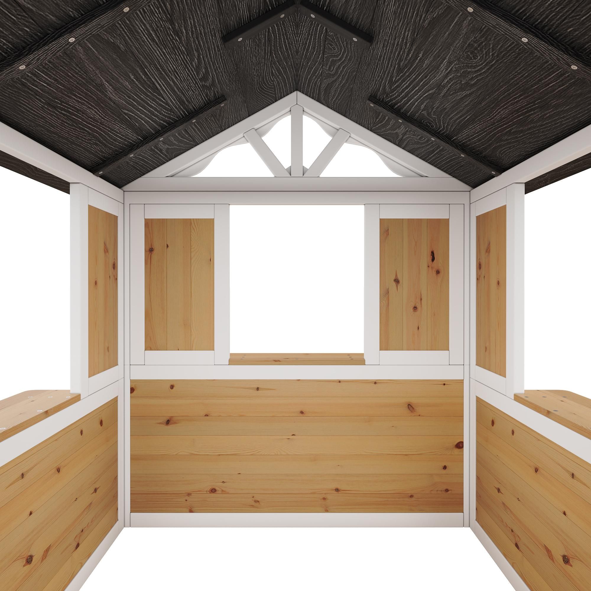 Merax Garten Kinderspielhaus aus Holz Spielhaus, Kinder Outdoor, Gartenspielhaus mit Türen Und Fenstern, Baumhaus Für Garten, Wetterfest, Natur