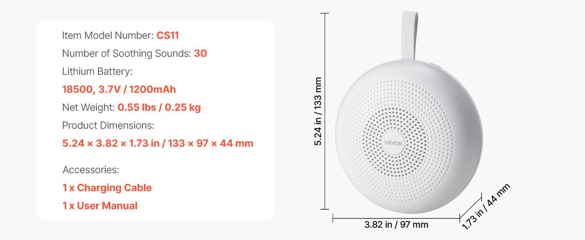 VEVOR Einschlafhilfe, White Noise Machine, 30 Musiktitel, 3-in-1-Soundmaschine mit weißem Rauschen, automatischer Abschaltfunktion, sanftem Ringlicht & Speicherfunktion, Rauschgerät