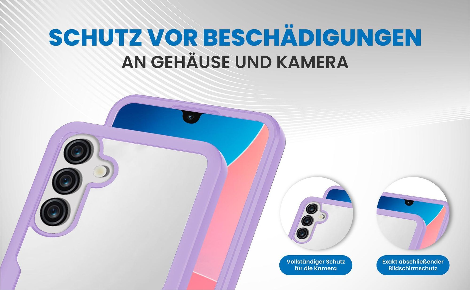 Violette 360 Grad Handyhülle für Samsung Galaxy A26 5G Front und Backcover