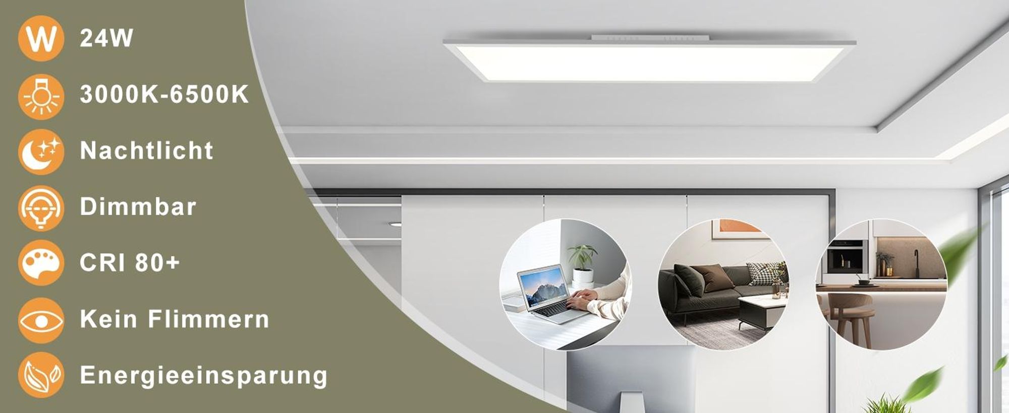 ZMH LED Deckenleuchten 100x25 cm Deckenlampe mit Fernbedienung 24W Panel Dimmbar Flach Wohnzimmerlampe Weiß Büroleuchte für Küche flur Wohnzimmer