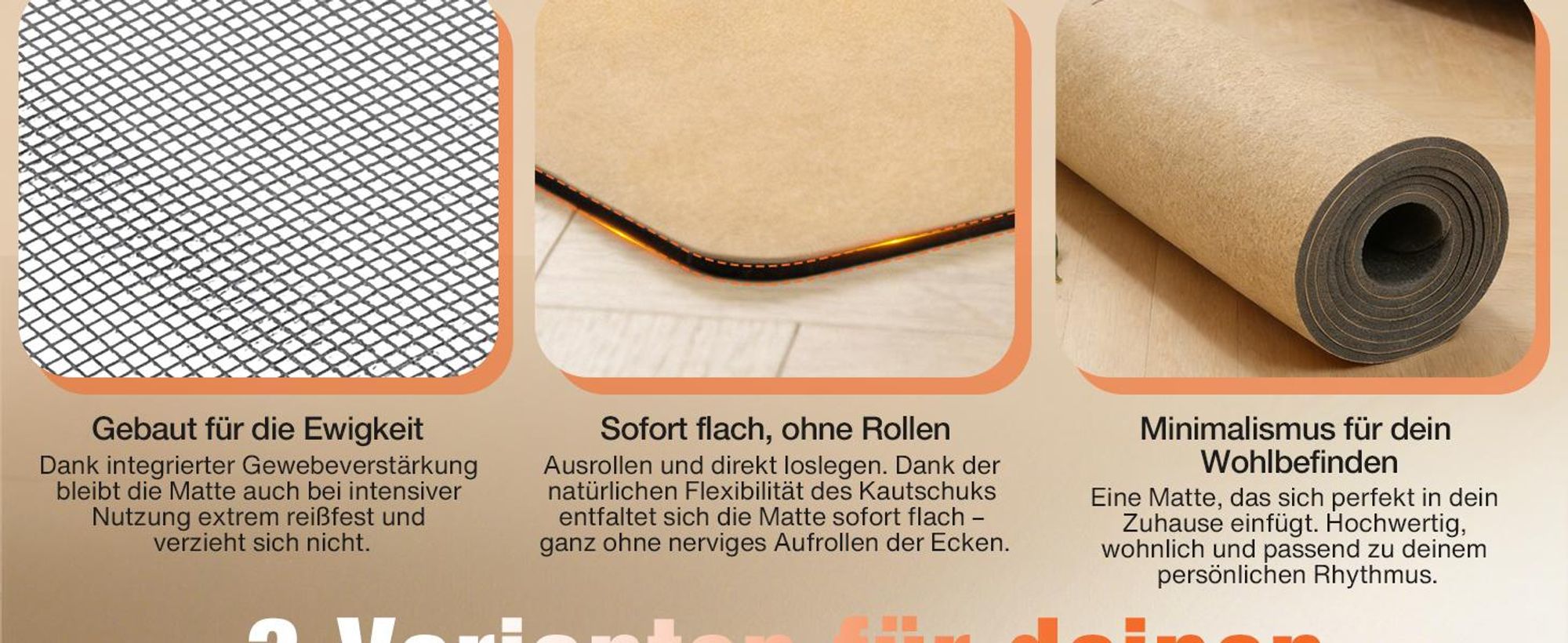 DH FitLife Kork Yogamatte, rutschfest, nachhaltig & schadstofffrei, inkl. Tragegurt, Kork + Naturkautschuk, für Yoga & Pilates