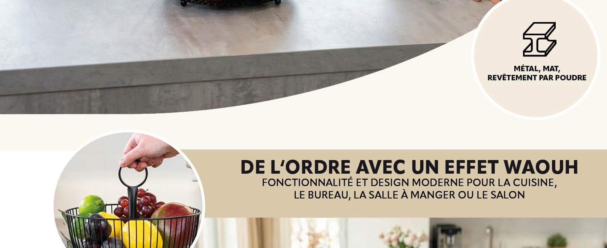 Corbeille de fruits sur la table de cuisine