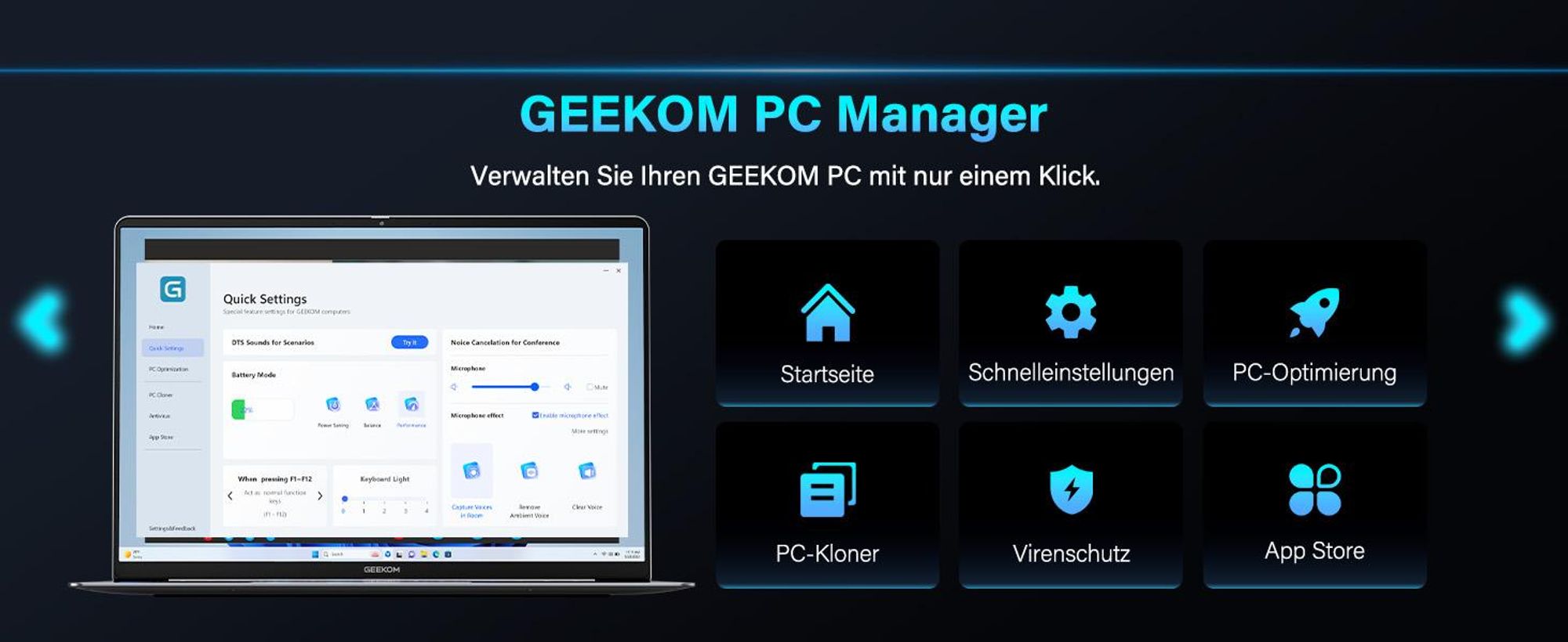 2026 GEEKOM GeekBook X16 Pro Laptop, 1299g Metallgehäuse, 16" 2.5K, IntelCore Ultra 9-185H, 32GB LPDDR5x7500MT/s, 2TBSSD, Ultradünn, Deutsche Tastatur