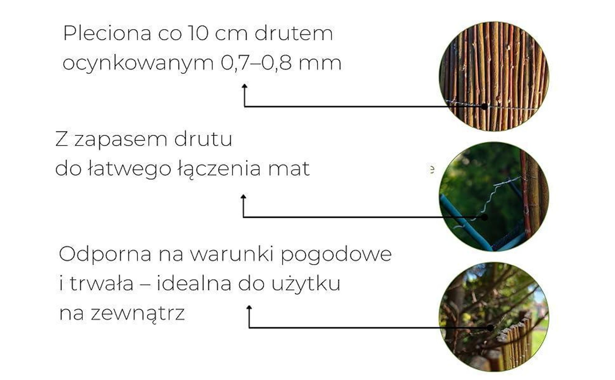 Mata Wiklinowa 150x500 cm - Parawan Balkon & Ogród - 100% Naturalny Płot - Osłona Wiklinowa