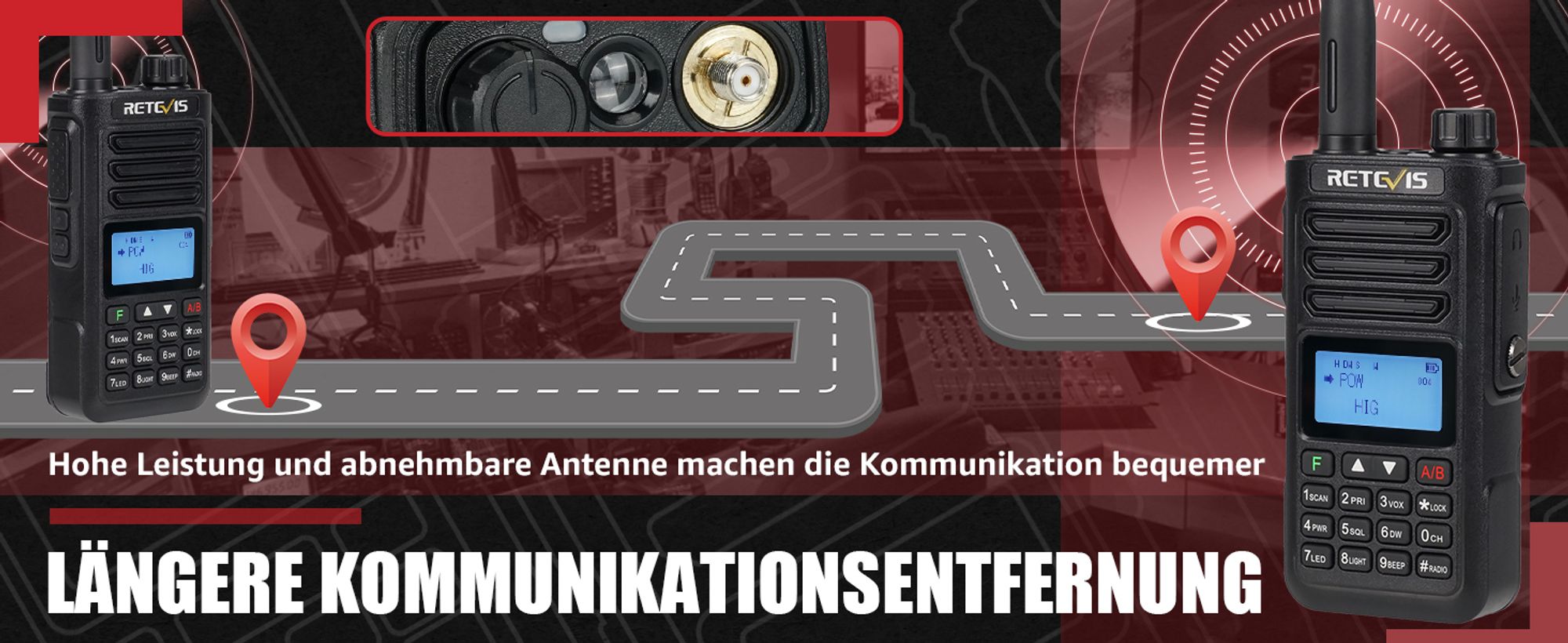 Retevis RA89 Ham Funkgerät, Hochleistungs Dualband Walkie Talkie für draußen, Wasserdicht IP68, Großer Reichweite, Lärmminderung, 2500mAh, Typ-C