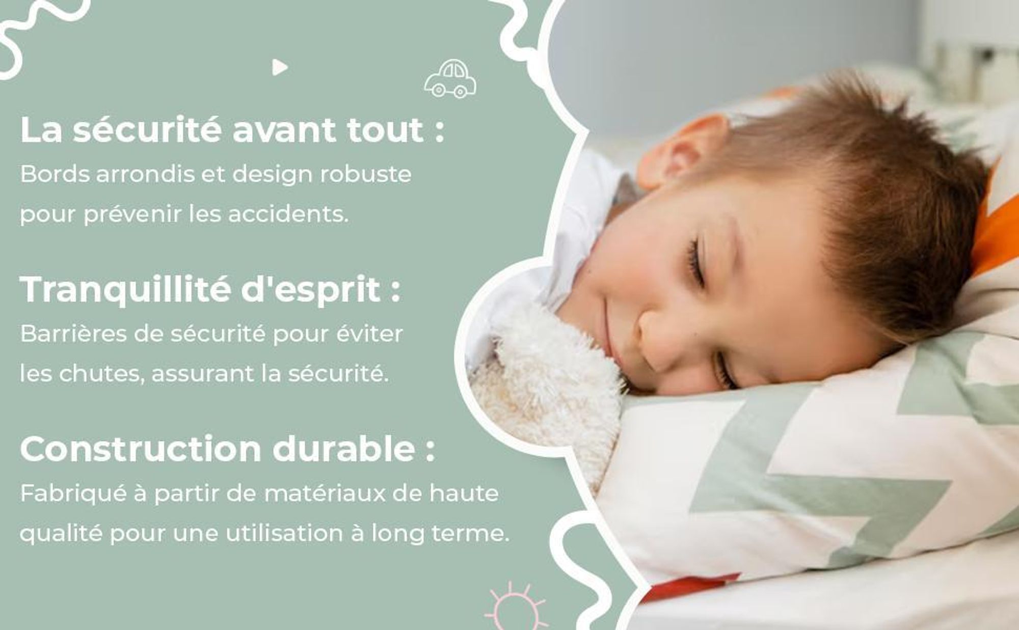 Lit au sol pour enfants  80 x 160 cm, en pin massif, avec protection contre les chutes, lit Montessori naturel, pour garçons et filles