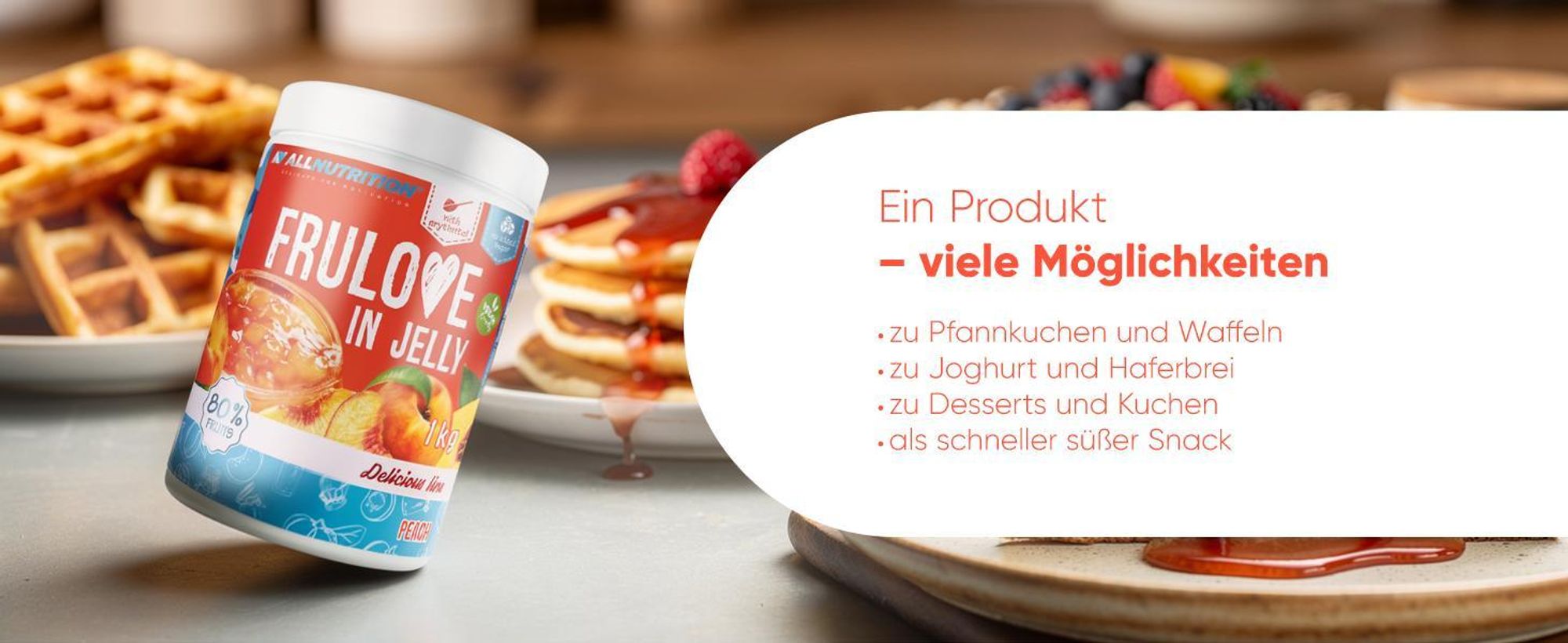 ALLNUTRITION FRULOVE In Jelly Peach 1000g Marmelade Früchte Pfirsich