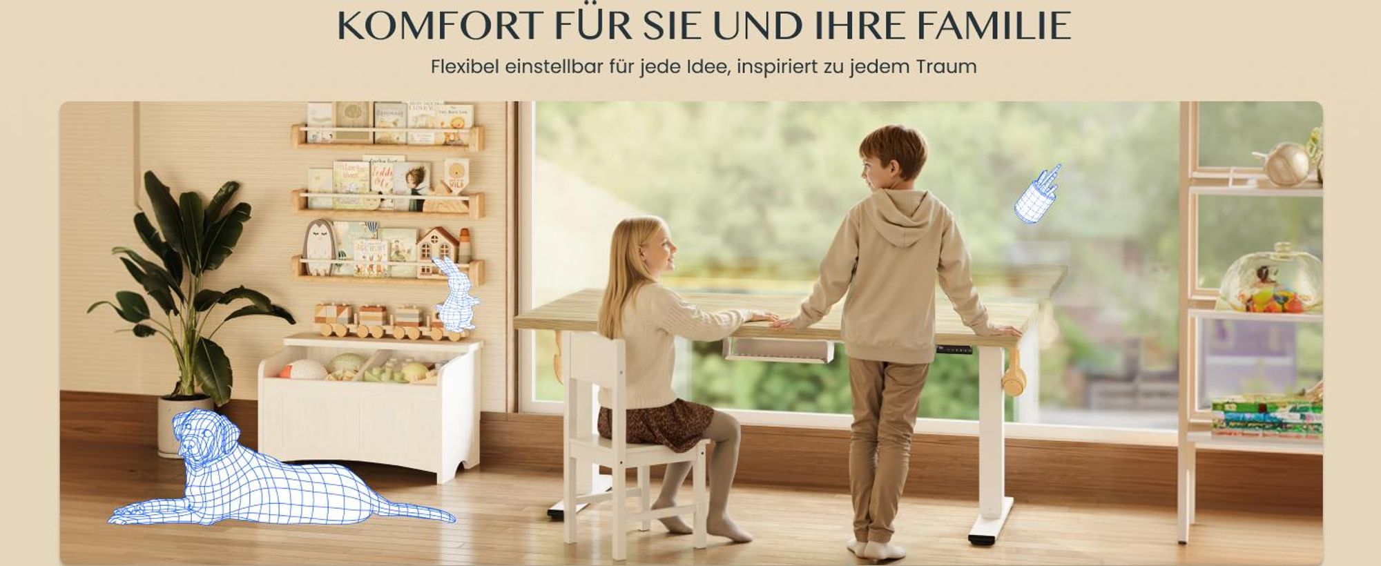 FLEXISPOT E1 Pro Elektrisch Höhenverstellbarer Schreibtisch EU, 120x80cm 25MM EINTEILIGE TISCHPLATTE Doppelmotor 120KG Tragkraft Natur-Eiche Optik