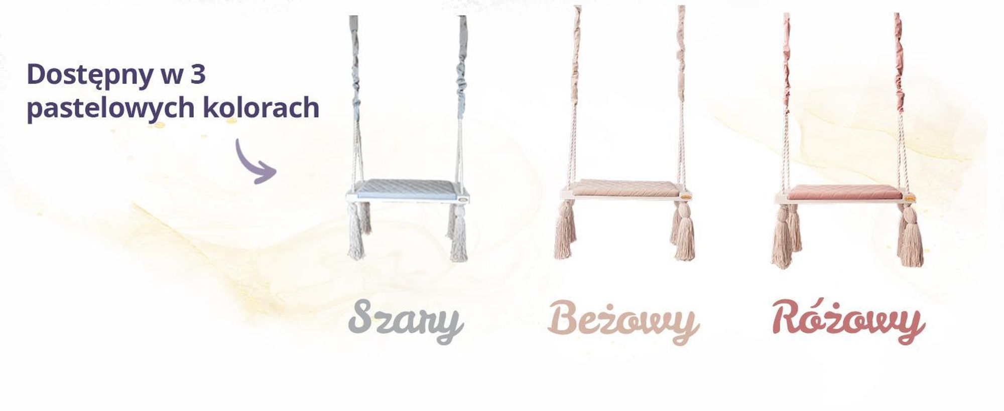 Create for you® - Drewniana Huśtawka dla Dzieci bezpieczna, domowa - duży Bujak dziecięcy, Indoor, Siedzisko miękki materiał, z Regulacją Wysokości - Beż