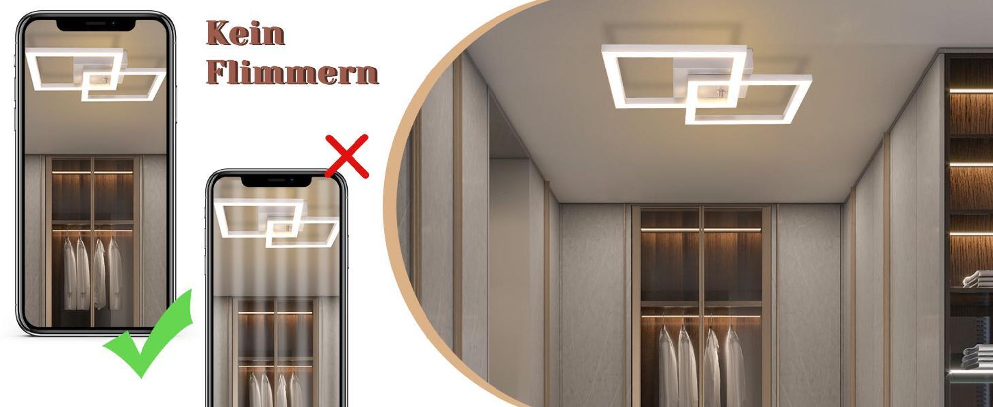 ZMH Deckenlampe LED Deckenleuchte Wohnzimmer Modern Design Küchenlampe 24W 4000K Wohnzimmerlampe Flurlampe Neutralweiß Schlafzimmerlampe Flur Deckenbeleuchtung Eckig Silber für Esszimmer Büro