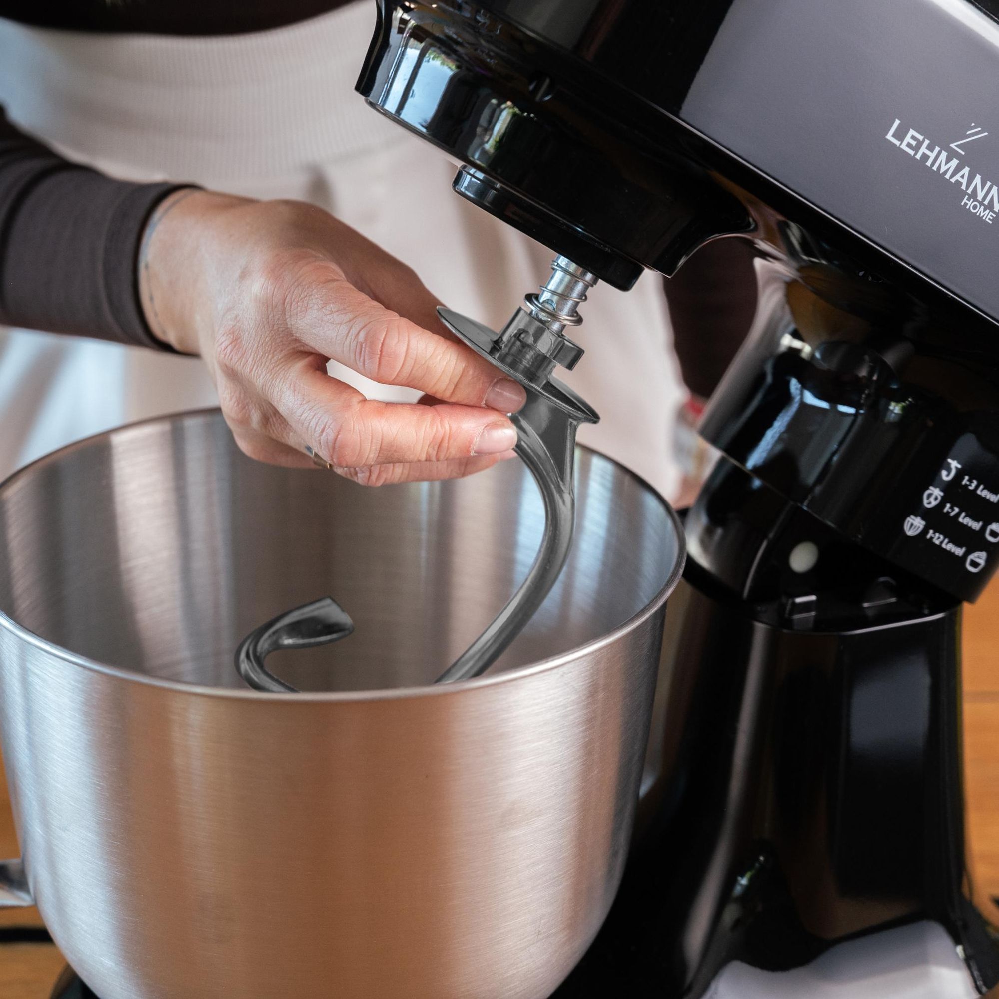 LEHMANN Impastatrice Planetaria, Ciotola 5 L, 12 Velocità, Accessori - Frusta, Gancio Impastare e Mescolatore, 1500 W
