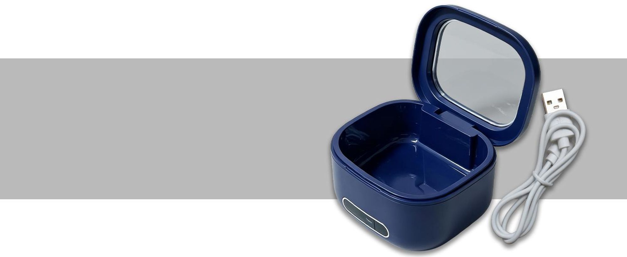 KRUMAD Ultraschallreiniger für Zahnschienen, Ultraschallreinigungsgerät für Retainer, Aligner & Dentalzubehör, 200 ml, Akku, Blau