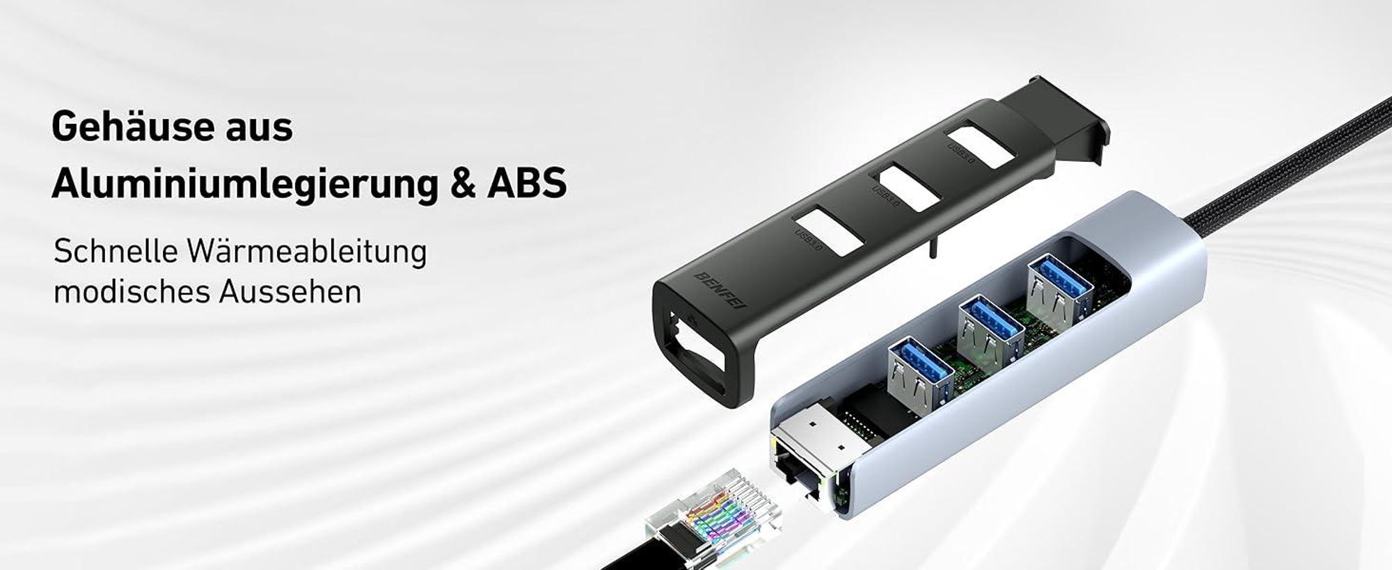 BENFEI Hubs 2in1 USB C USB 3.0 auf Ethernet Adapter mit 3 Port Hub