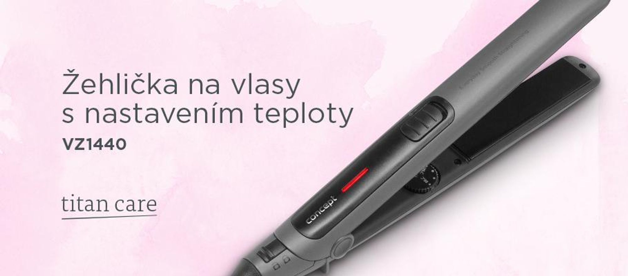 Concept VZ1440, Žehlička na vlasy, Teplé, 80 °C, 200 °C, Šedá, 1,65 m
