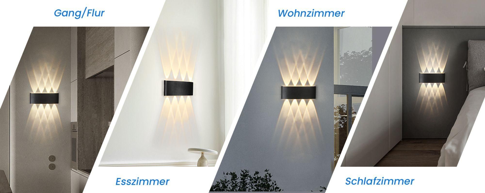 ZMH Applique murale Led 2ER Intérieur & Extérieur Noir 7W Applique Up Down Blanc Chaud Lampe de couloir IP65 Etanche Applique extérieure Faisceau lumineux réglable