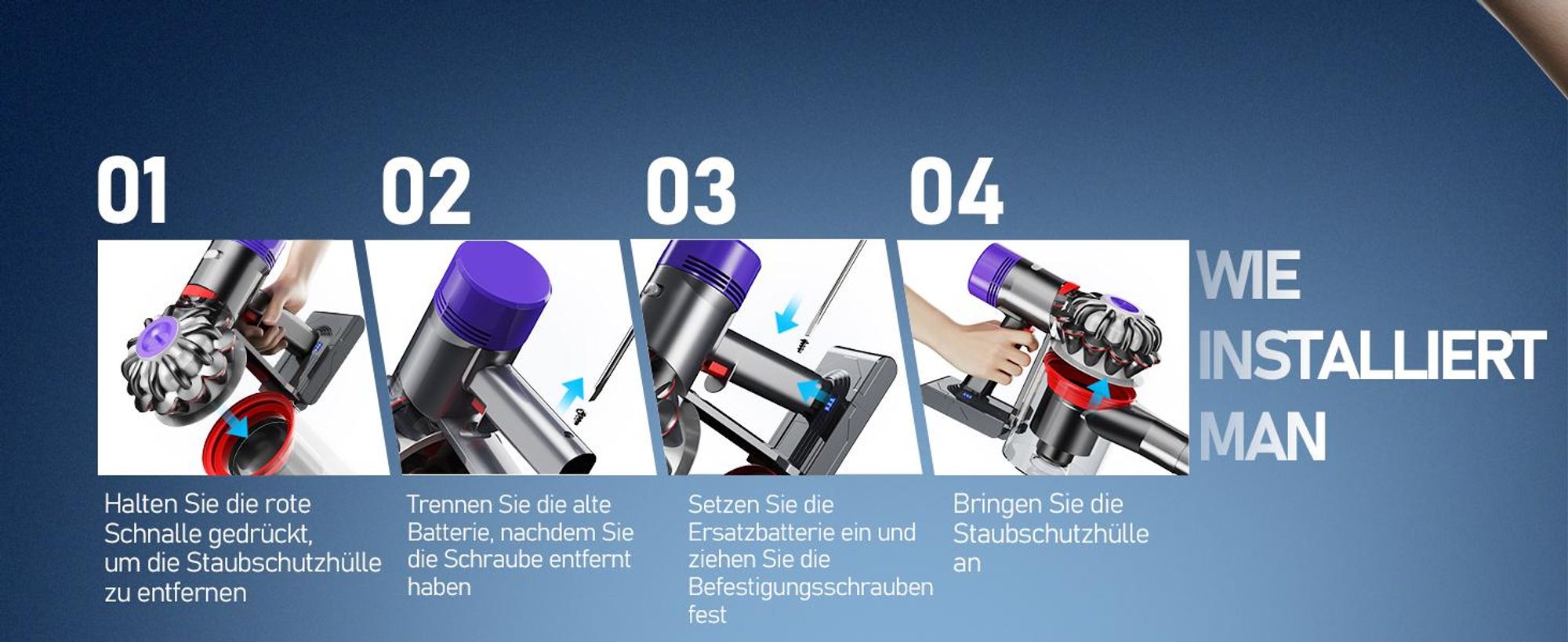 V8 Akku, V8-Ersatzakku, Ersatzakku für Dyson V8 SV10, Batterie für Dyson V8 Absolute Animal Fluffy Motorhead SV10 Schnurfreier Vakuum-Handstaubsauger