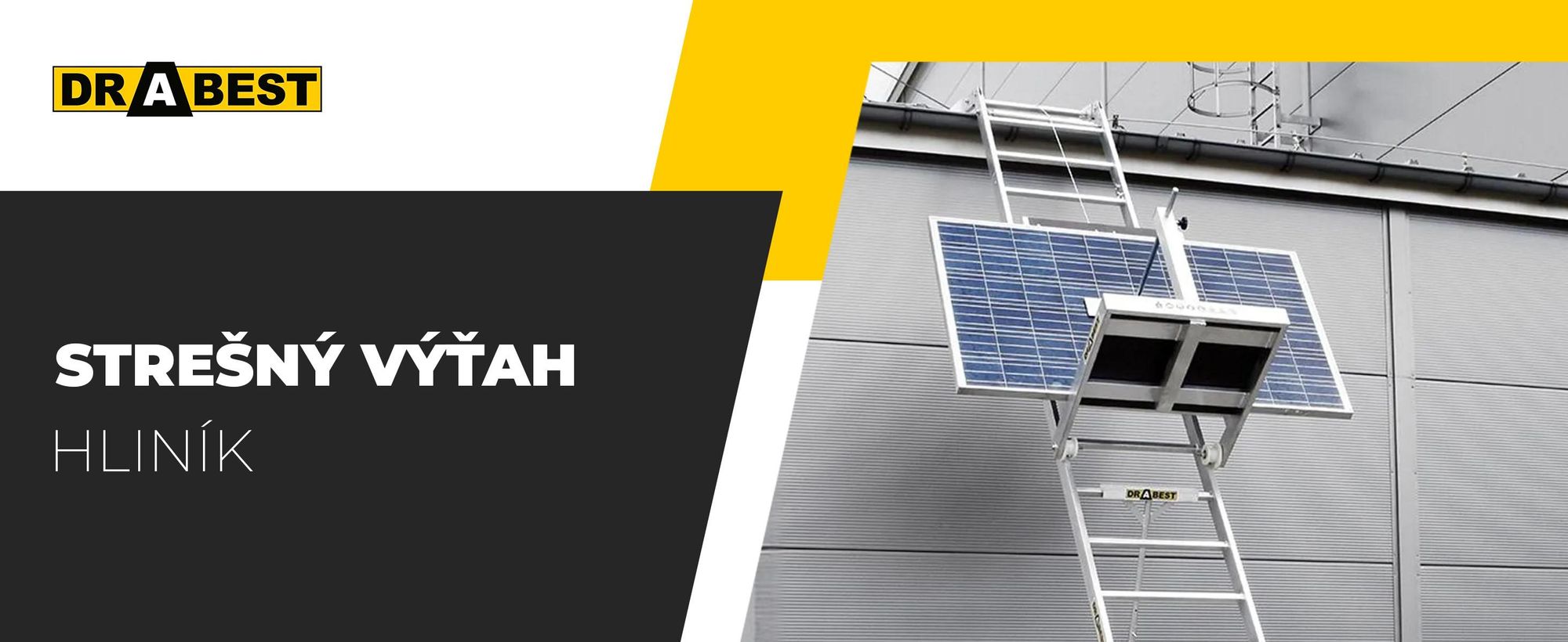 Drabest | Strešný zdvihák pre fotovoltaické systémy, hliník, 12,5 m, nosnosť 125 kg, elektrický navijak 230 V 1050 W, lano 12 m