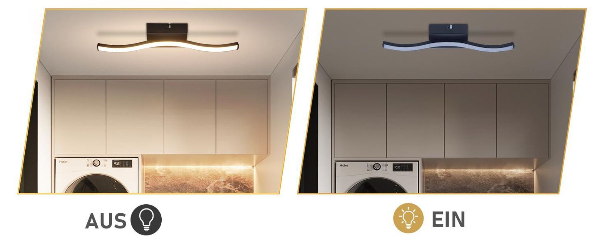 ZMH LED Deckenlampe Flurlampe 6W 3000K deckenleuchte Schwarz Innen Schlafzimmerlampe Küchenlampe Innen Wellen Warmweiß Deckenbeleuchtung