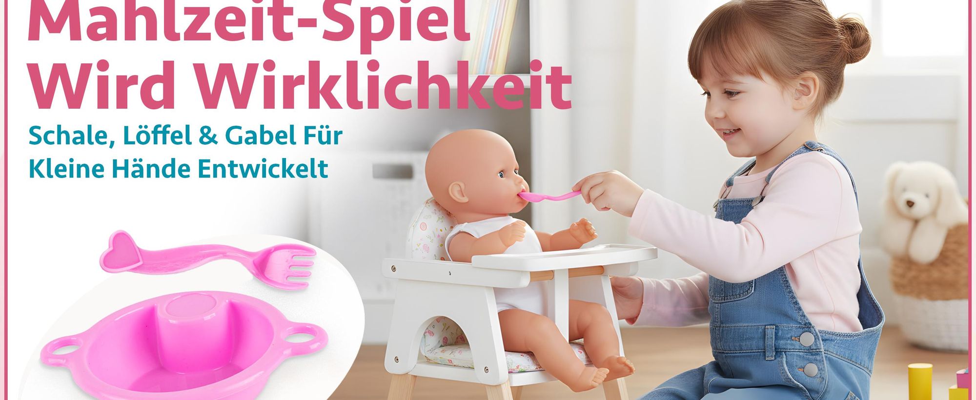 Puppen-Fütterset 8-teilig – mit magischen Fläschchen und Schnuller – realistisches Zubehör für Puppeneltern