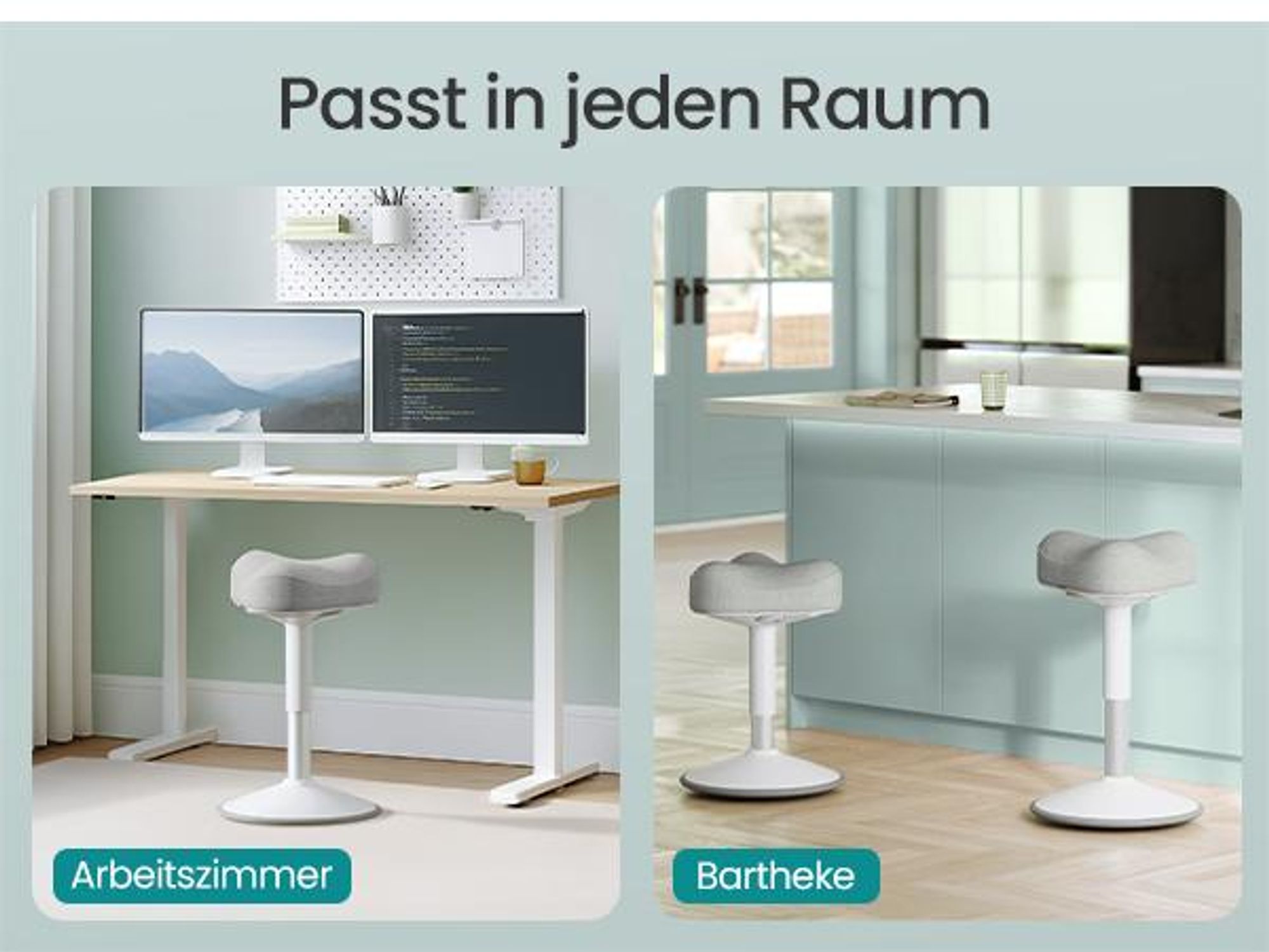SONGMICS Hocker, Stehhocker, Stehstuhl mit Schwingeffekt, höhenverstellbar 48-65,5 cm, Anti-Rutsch-Sockel, drehbarer Sattelsitz, aktive Sitzhaltung