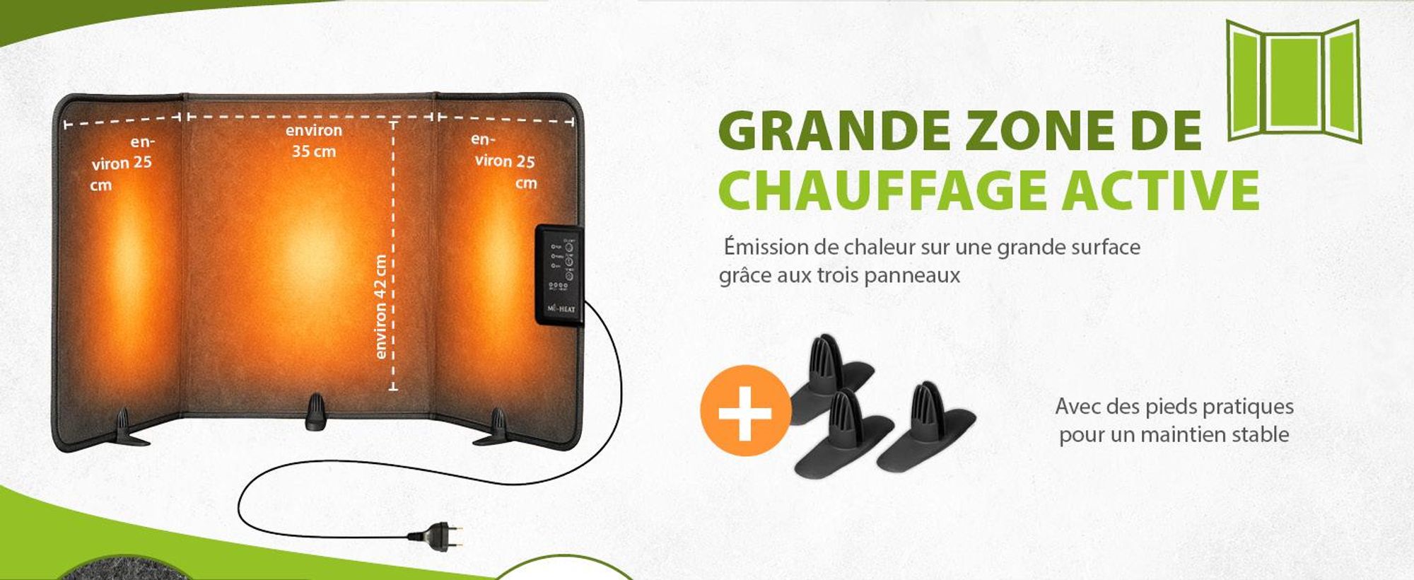 Mi-Heat Chauffage infrarouge pour bureau 51x100cm MI-FH-51100 gris