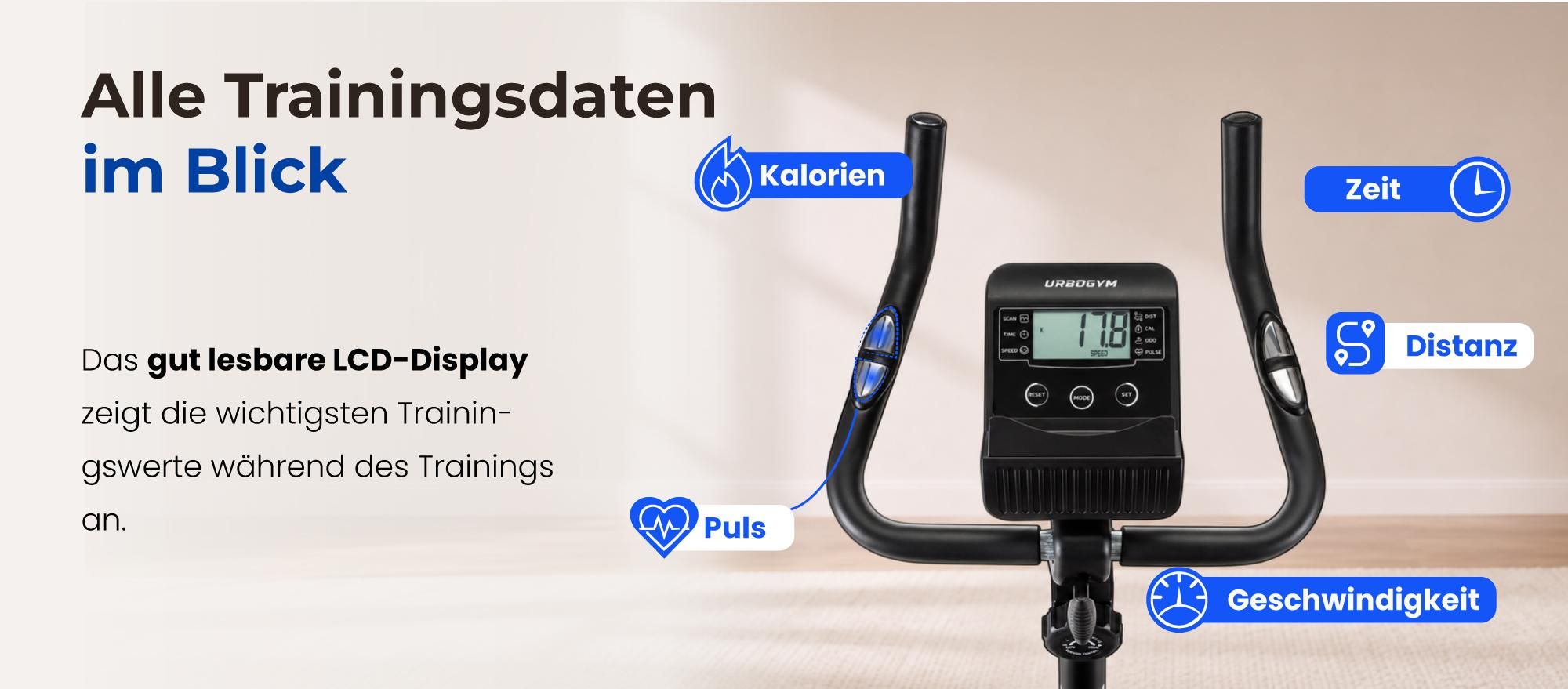 URBOGYM ARGO SILVER Heimtrainer – Magnetisches Fitnessbike mit 6-kg-Schwungrad, 8 Widerstandsstufen, bis 130 kg