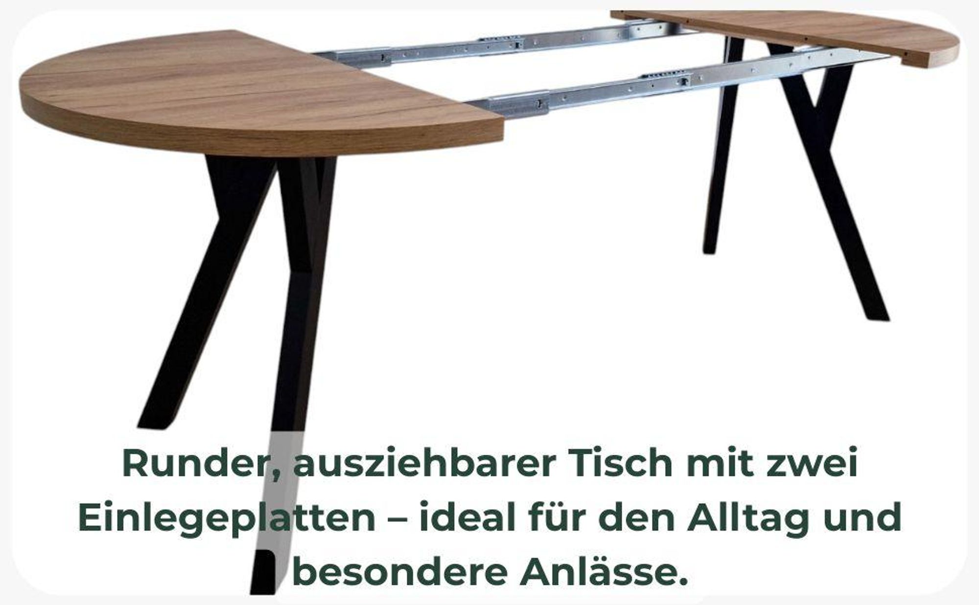 Giuseppe Runder Ausziehbarer Esstisch Durchmesser 100 / 150 / 200 cm,  Platz für 4-10 Personen Skandinavische LOFT Craft Goldoptik Schwarze Holzbeine