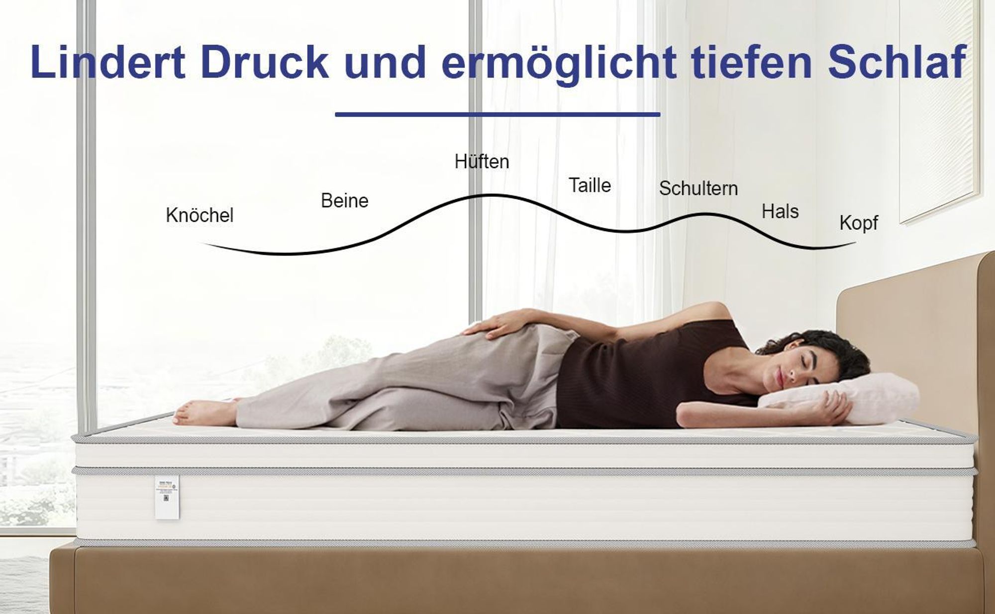 Matratze 140x200 cm, Höhe 25cm,7-Zonen Federkernmatratze , H4, Taschenfederkernmatratze, Premium Taschenfederkern,Matratzen mit Komfortschaum