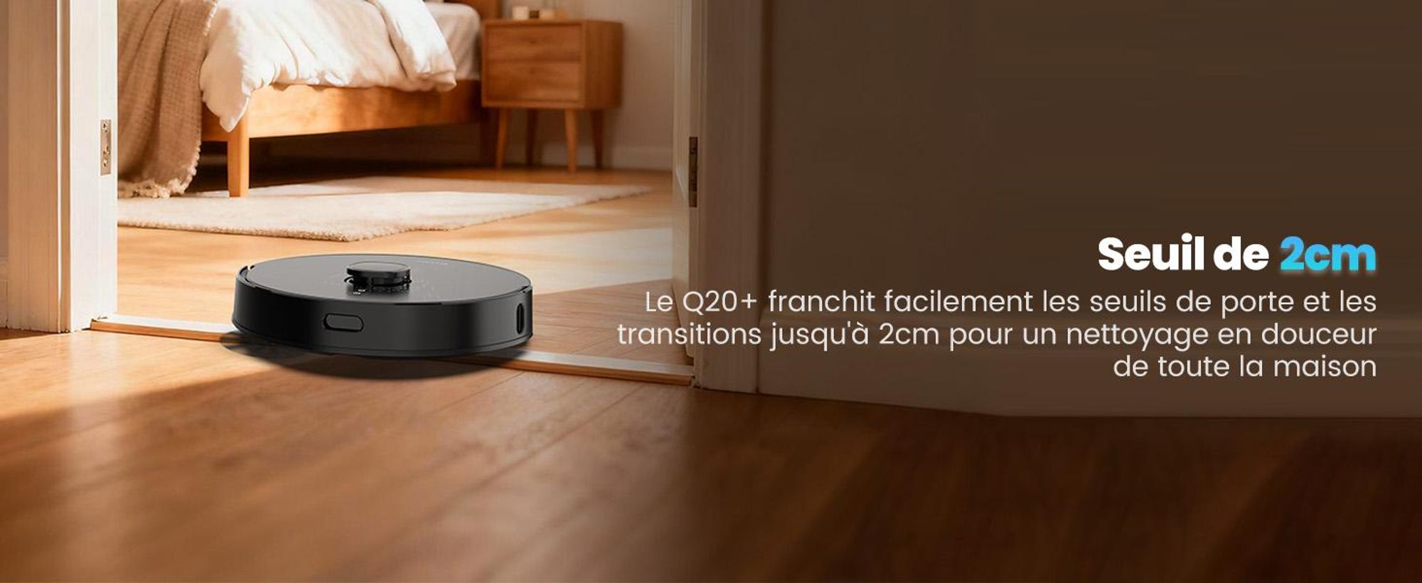 Robot aspirateur AIRROBO Q20+ avec fonction de nettoyage, navigation et cartographie Lidar intelligentes, puissance d'aspiration de 8000 Pa, autonomie