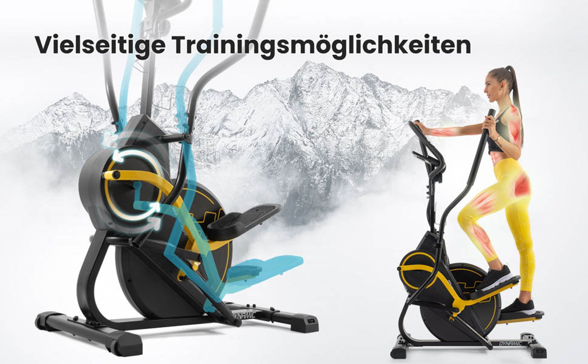 Hop-Sport Cross Stepper für zuhause HS-450B Dynamic - 2-in-1 Crosstrainer und Stepper mitTrainingscomputer - innovatives Trainingsgerät verbindet das Stepper- und Crosstrainer-Training