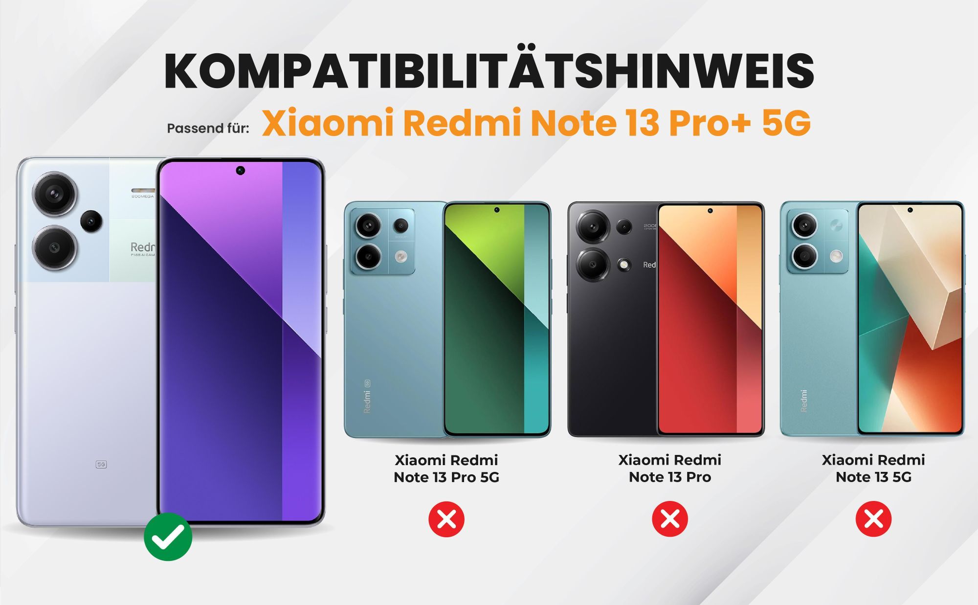 Kompatibilitätshinweise Hülle für Xiaomi Redmi Note 13 Pro+ 5G