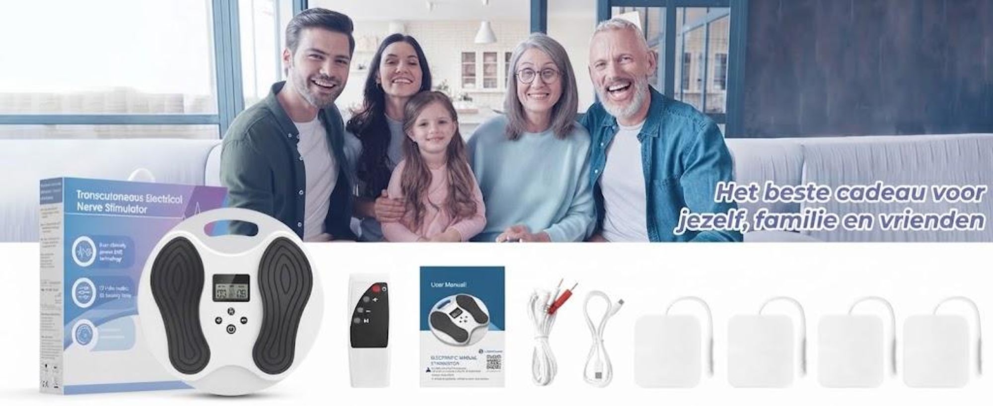 EMS Fußmassagegerät zur Durchblutungsförderung – Fußstimulator mit TENS Elektroden-Pads, Massagegerät gegen Schwellungen & Beinschmerzen