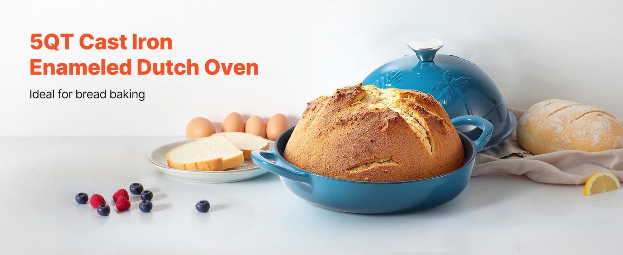 VEVOR Emaille Gusseisen Bräter, 5,7L Topf mit Deckel und zwei Griffen, strapazierfähige Kochpfanne, ofeninduktionsgeeignet bis 260 ℃, zum Schmoren, Eintöpfe, Braten, Brotbacken, Rot, Grün-4.73 L
