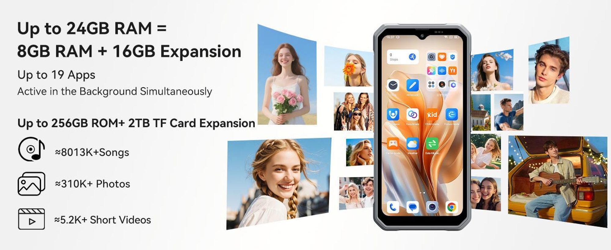 Blackview FORT 2 Robustes Smartphone - 6,56 Zoll HD+, 5000 mAh, 24 GB RAM, 256 GB + 2 TB, IP68/IP69K, Android 15, KI-Kamera