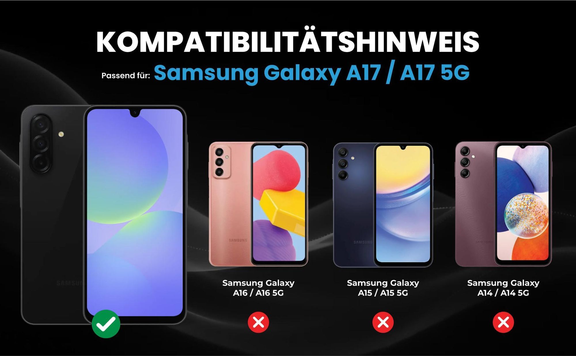 Kompatibilitätshinweise Hülle für Samsung Galaxy A17