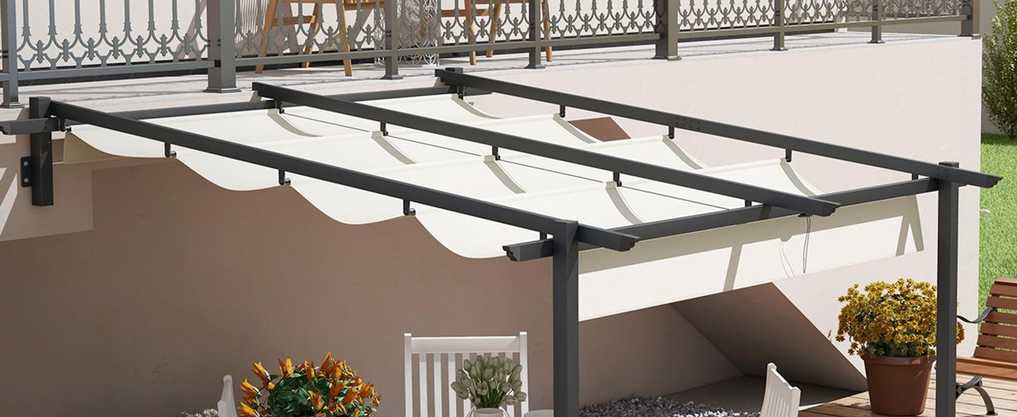 Outsunny altana ok. 3 x 3 m pergola Wiatroodporna osłona patio do ogrodu
