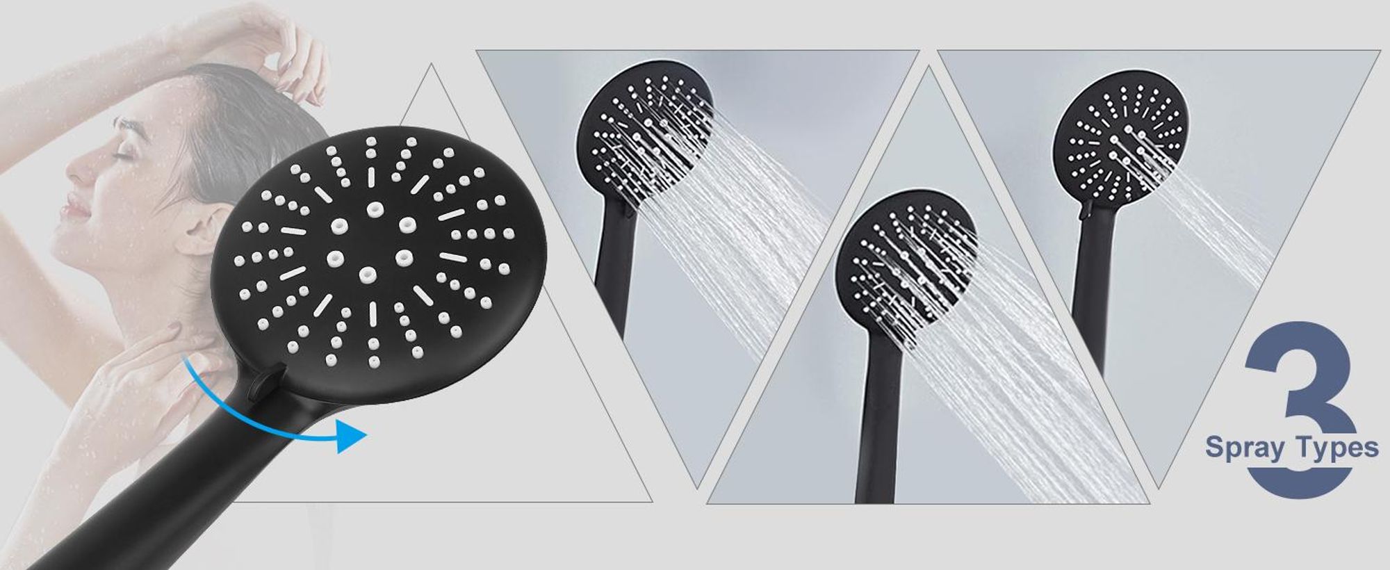 Badewannenarmatur, Wannenarmatur, Duscharmatur Set, Duschset Wasserhahn Badewanne, Duschkopf 3 Funktionen, Wandmontage Einhebel Wasserhahn