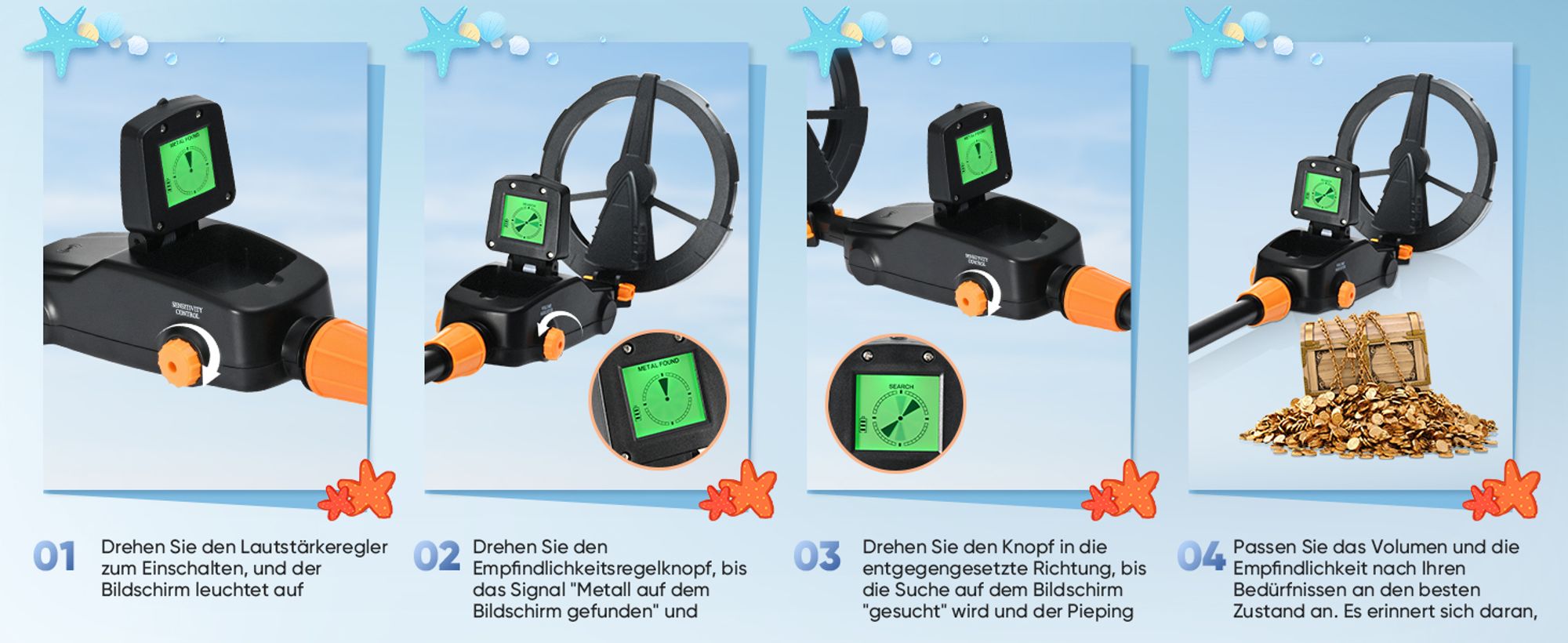 Metalldetektor Kinder, Leichtgewicht Metallsuchgeräte mit LCD und TON-Anzeige