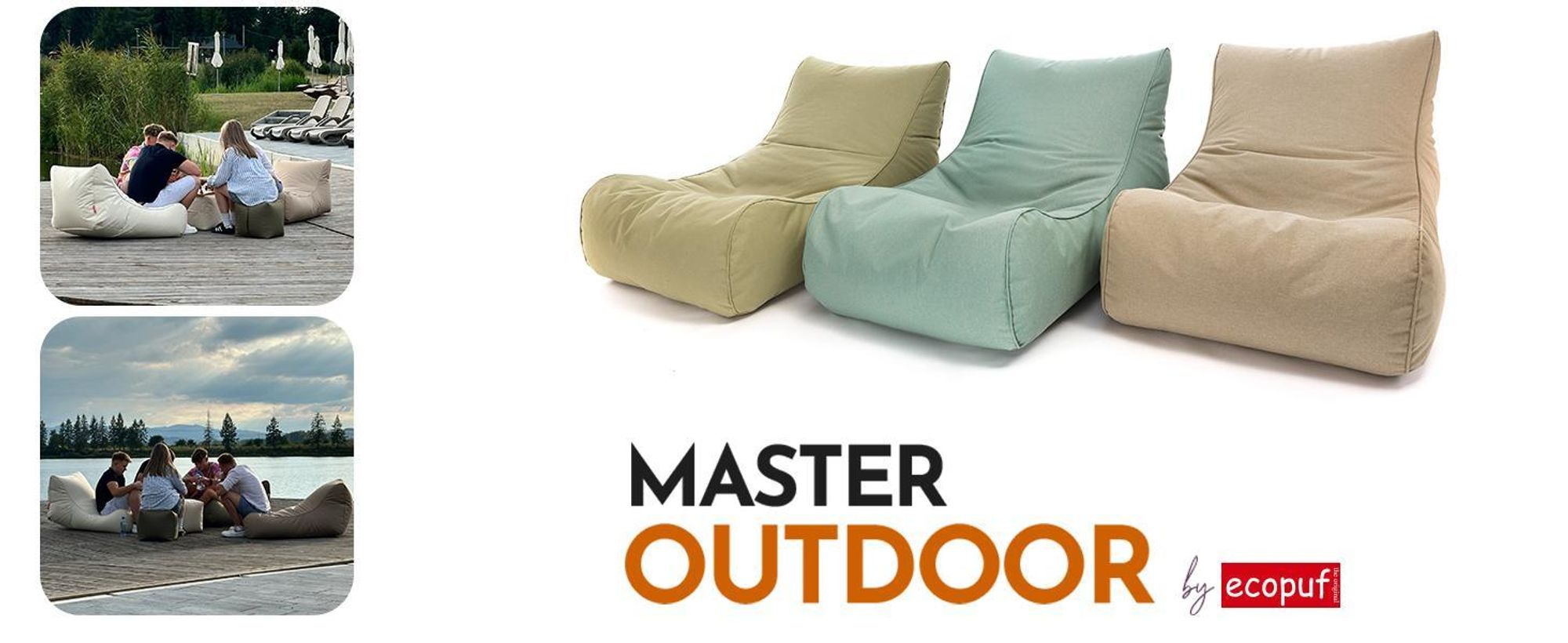 Ecopuf Master, taburetka kreslo Bean Bag Outdoor, chaise longue, Olive M13, XL